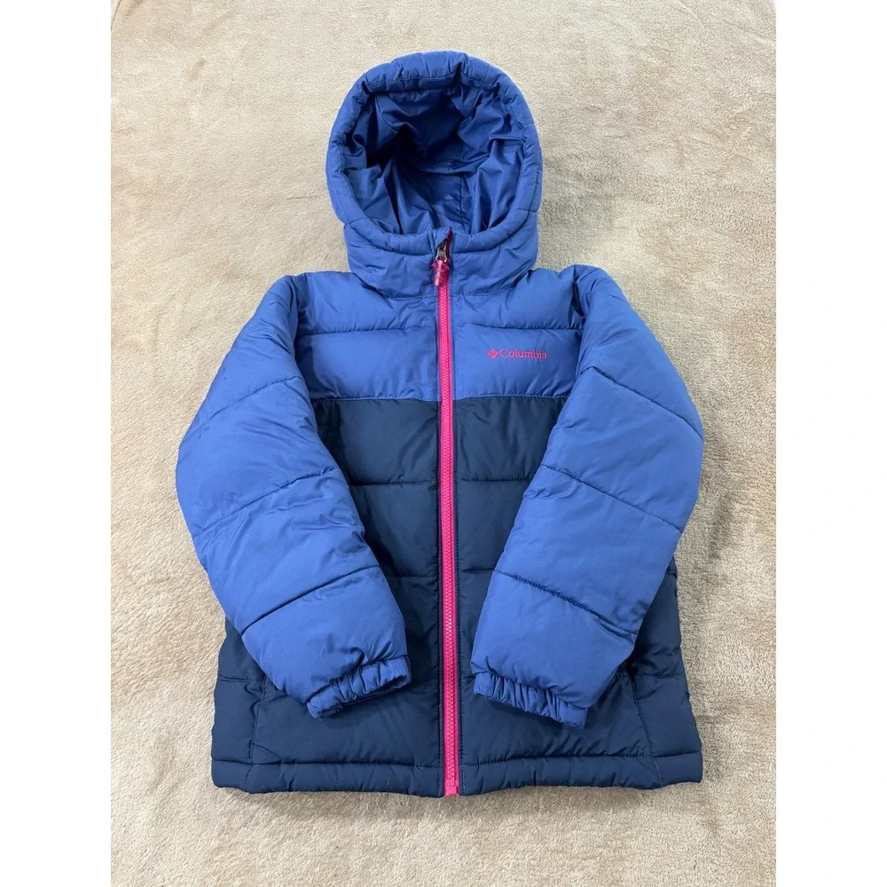 Columbia Omni-Heat Pike Lake Puffer Jacket‎ Youth Size S  Blue Pink Outgrown